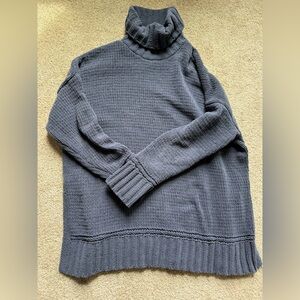 aerie dusty blue Textured Waffle Knit Crewneck Sweater